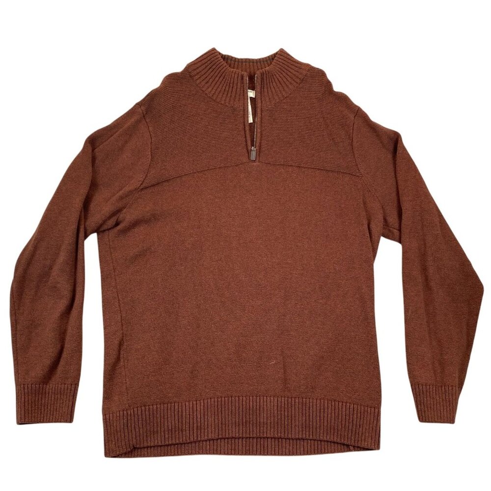 Dockers Mens Sweater Size XL Quarter-Zip Pullover Knit Long Sleeve Casual Brown